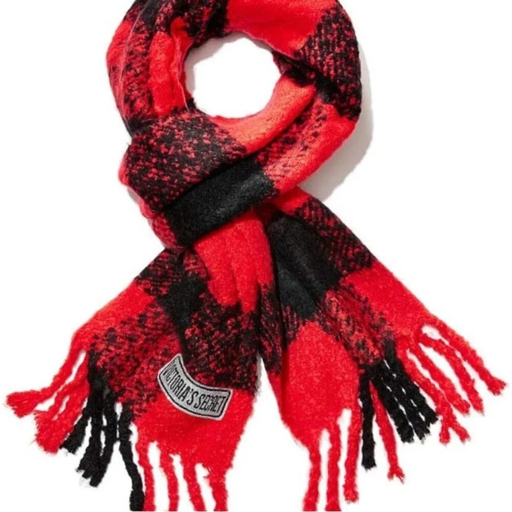 Victoria's Secret Bold Red and Black Scarf, Cozy Chic
